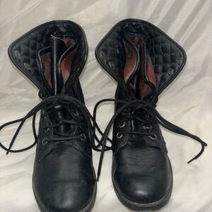 Rock & Candy Spraypaint foldover ankle combat boots